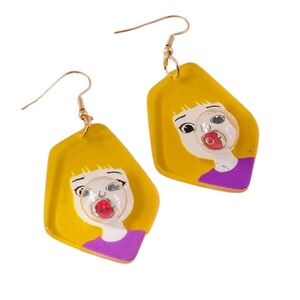 Blonde Bubble Girl Dangle Earrings
